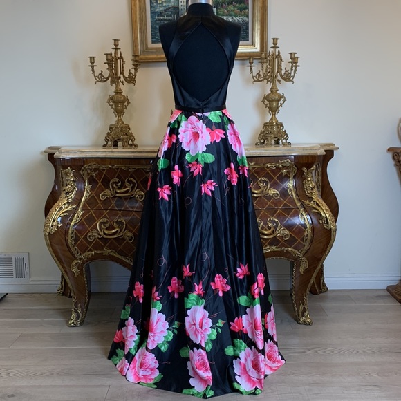 Meier Collection floral open back formal prom dress - Picture 4 of 5